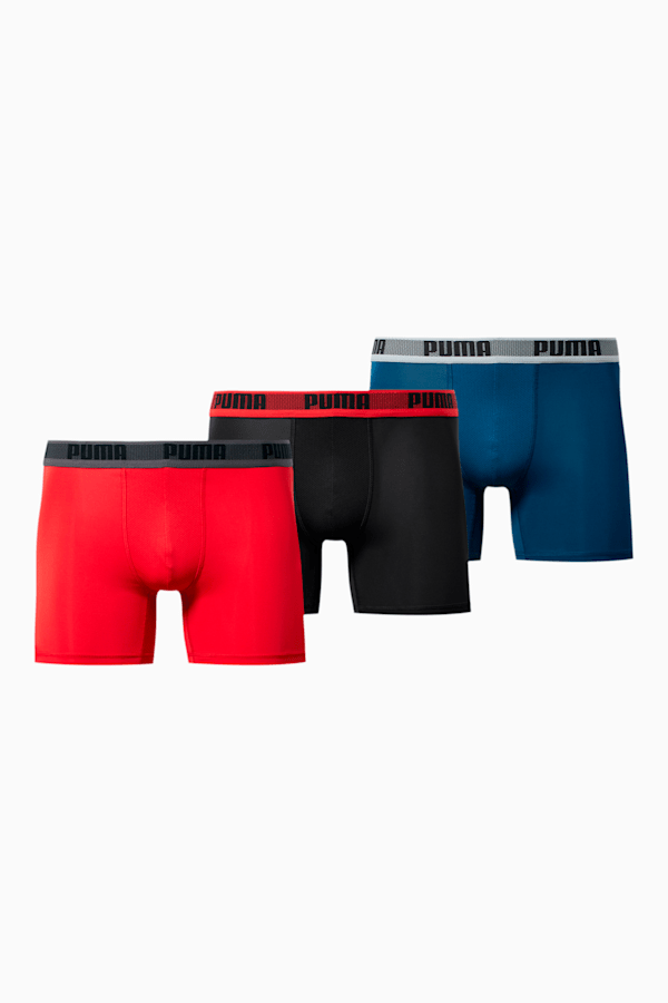 PUMA MEN'S 3 PACK - PHR RED ROYAL MEDIUM - BOXER BRIEF UNDERWEAR PERFORMANCE